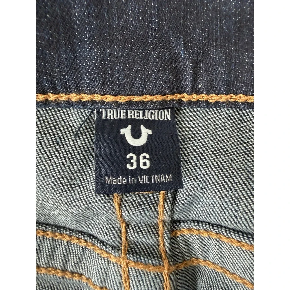 True Religion Ricky Relaxed Straight Jeans Mens 36x34 Dark Indigo Blue Denim NWT